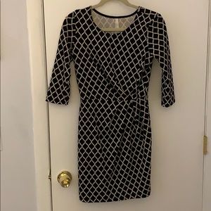 Patterned synched at waistband dress